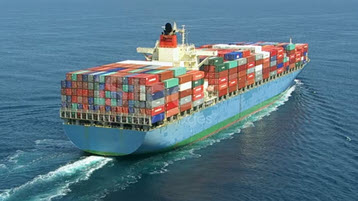 Container ship at sea