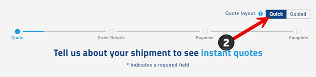 How to book a truckload shipment | Step 2: Select "Quick Mode"