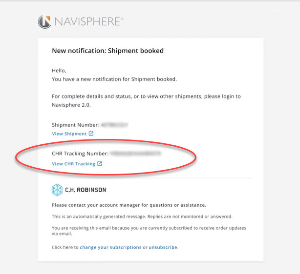 Where to find C.H. Robinson tracking number | graphic