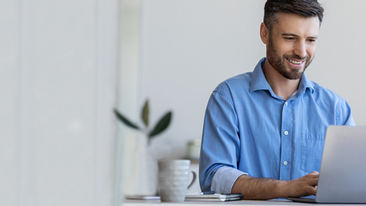 Man working on laptop